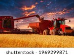 A combine harvesting wheat in wester N.S.W. Australia.