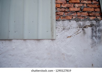 Combine Of Red Old Brick Wall On The Top White Background On The Bottom White Zinc Paste On The Wall 