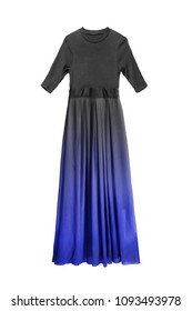 Combined black   blue long dress and chiffon skirt white background