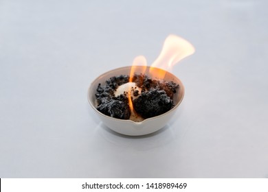 Combustion Chemical Reaction, Fire Flame Burning Chemical Reagents On White Background 