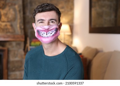 Comedic Image Of Man Using Orthodontics
