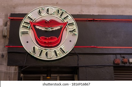 The Comedy Store Neon Sign. London - 17th September 2020