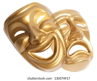 Comedy  and  Tragedy theatrical mask isolated on a white background