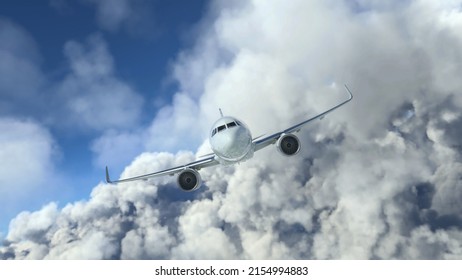 Comercial Aircraft Flying Over The Clouds