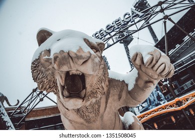 Comerica Park Tiger Statdium On January 9th 2019 In Detroit Michigan USA After Snowstorm