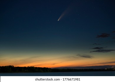 Comet Neowise comet C2020 F3 (NEOWISE) just after sunset. Taken over Ottawa, Canada July 14, 2020 - Shutterstock ID 1776671981