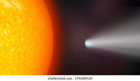 Comet On The Space With Our Star Is Sun 