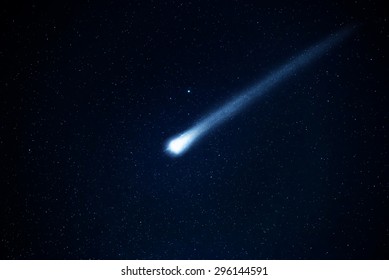 Comet in the starry sky. Elements of this image furnished by NASA. - Shutterstock ID 296144591