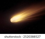 Comet tail in deep space. Comet against a background of stars. Bright fireball isolated. Shooting star.