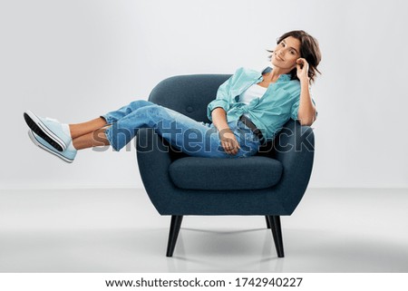 Similar – Image, Stock Photo Young woman sitting in the shower