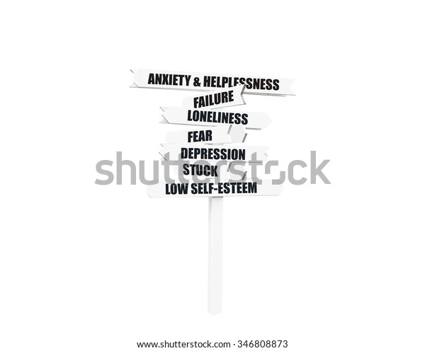 Comfort Zone Signpost Anxiety Helplessness Failure Stock Photo