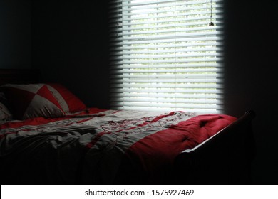 comfortable bed next to a bright window.