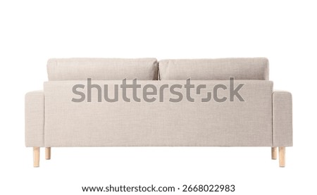 Comfortable beige sofa isolated on white background