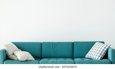 Comfortable Couch With Cushion Isolated No People