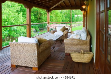 comfortable hall in the terrace of a field house