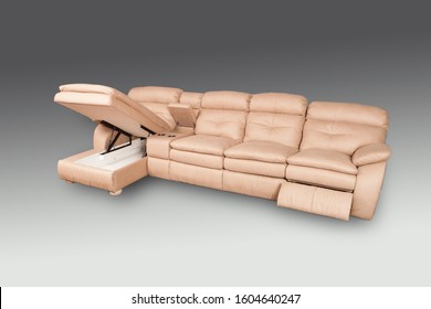 Comfortable Large Leather Sofa For Home Theater.