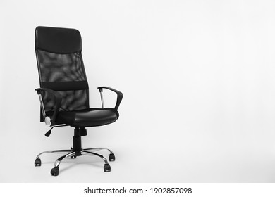 Comfortable Office Chair On White Background, Space For Text