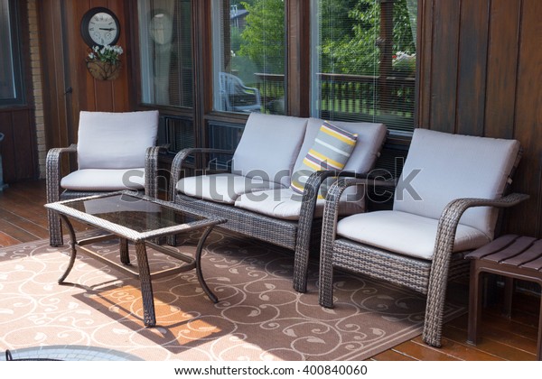 Comfortable Outdoor Furniture Sitting Area On Stock Photo Edit Now 400840060