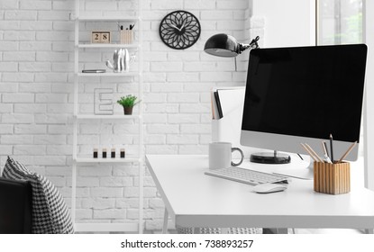 Comfortable Workplace With Modern Computer On Table