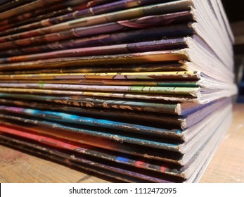 Comic books on a table in close view