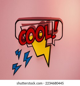 comic speech bubble with expression text cool thunderbolt element - Shutterstock ID 2234680445