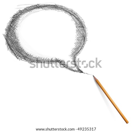 comics bubble and pencil isolated on white background