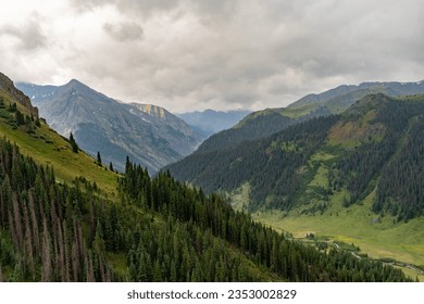 Coming down Cinnamon Pass into Animas Forks looking towards Silverton Colorado