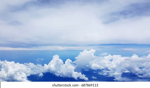 Coming Into PNG Port Moresby On A Beautiful Day View Of The Beautif Clouds And Ocean Below