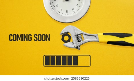Coming soon is shown using a text with a loading bar. Web site under construction