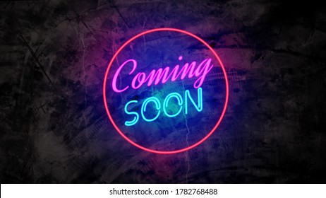 Coming Soon Text Neon Glow Banner