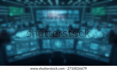 Command Central Futuristic Control Room with Glowing Screens with Dark Atmosphere.