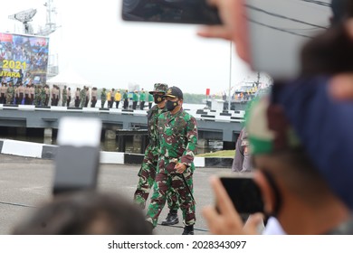 Commander Of The Indonesian National Armed Forces, Marsekal TNI Hadi Tjajanto Is Walking, Medan, Indonesia, Circa April 2021.