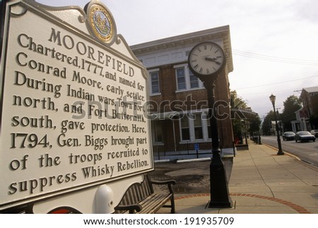 Commemorative plaque in Moorefield, WV