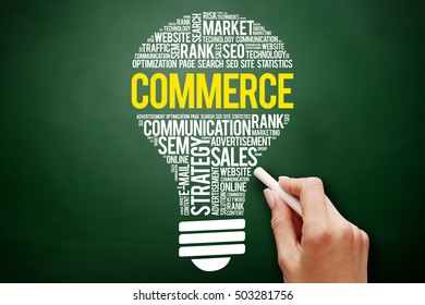 COMMERCE bulb word cloud collage, business concept on blackboard - Shutterstock ID 503281756