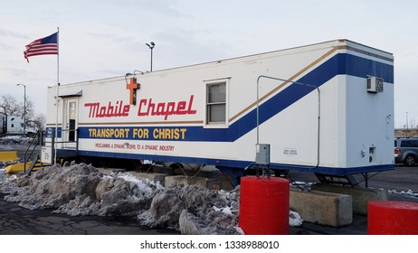 Commerce City, Colorado - March 14, 2019: Mobile Christian Chapel For Truckers