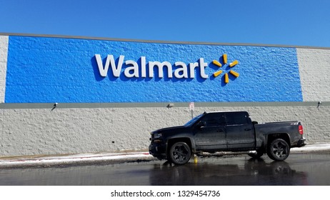 Commerce City, Colorado - March 4, 2019: Walmart Sign And Logo On Wall