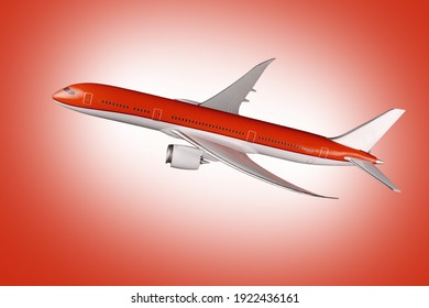 Commercial Airplane On Isolated Redbackground