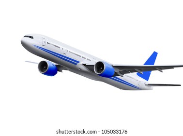 kommerzielles Flugzeug auf weißem Hintergrund