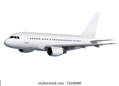 Commercial Airplane On White Background With Path