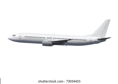 Commercial Airplane On White Background With Path