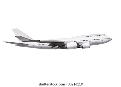 Commercial Airplane On White Background With Path