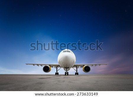 Commercial airplane with stars