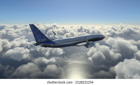 Commercial Boeing 737 Max 8 Flying, 22 Feb, 2022, Sao Paulo, Brazil.