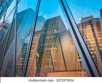 Commercial Buildings At Night In Hong Kong
