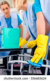 Commercial Cleaning Crew Ladies Working As Team In Office