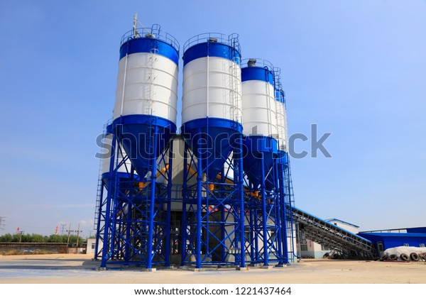 Commercial Concrete Mixing Plant Mechanical Equipment Stock Photo ...