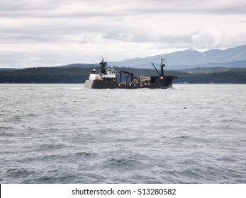 Commercial Crab Fishing Vessel Near Juneau, Alaska