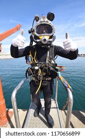 Commercial Diver with a helmet