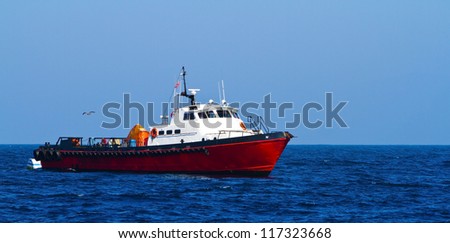 Commercial fishing boat off the coast of California, USA