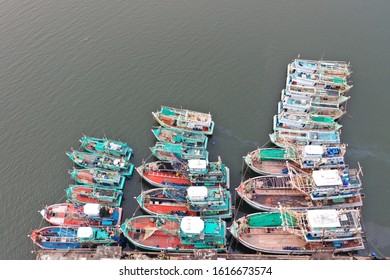 Commercial Fishing Boats In Thailand. Large Fishing Fleet In Andaman Sea Causes Overfishing 